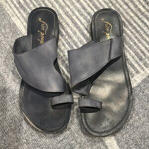 Free People Dark Blue Leather Sandals